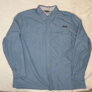 Eddie Bauer Blue Fishing Button Down Shirt: Size XXL